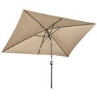 Outsunny 3x2m Patio Parasol Canopy Tilt Crank 6 Ribs Sun Shade Garden Khaki