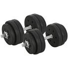HOMCOM 30 KG Dumbbells Weight Set Hand Weight for Body Fitness Refurbished