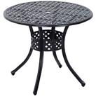 Outsunny Round Aluminium Outdoor Garden Dining Table with Umbrella Hole, Black