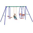 Outsunny 3 in 1 Metal Kids Swing Set with Swing, Glider, Rocking Chair