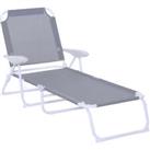 Outsunny Folding Sun Lounger Garden Reclining Lounge Chair 4Level Backrest