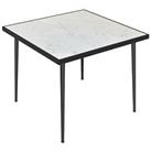 Outsunny Outdoor Dining Table for 4 with Marble Effect Tempered Glass Top White