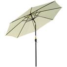 Outsunny 3(m) Patio Umbrella Outdoor Sunshade Canopy w/ Tilt & Crank Beige