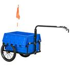HOMCOM Bicycle Trailer with Foldable Storage Box and Pneumatic Tyres, Blue