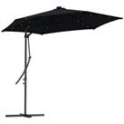 Outsunny 3(m) Cantilever Garden Parasol Umbrella W/ Solar LED and Cover, Black