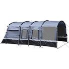 Outsunny 8-Person Camping Tent Tunnel Design with 4 Large Windows Dark Grey