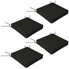 Outsunny Set of 4 Outdoor Seat Cushion with Ties, for Patio Furniture, Black