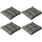 Outsunny Set of 4 Outdoor Seat Cushion with Ties, for Garden Furniture, Grey