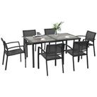 Outsunny 7 Pieces Patio Dining Set with 6 Stackable Chairs for Poolside, Grey