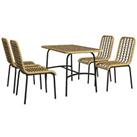Outsunny 4 Seater Rattan Garden Furniture Set w/ Tempered Glass Tabletop