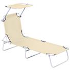 Outsunny Folding Chair Sun Lounger w/ Sunshade Garden Recliner Hammock Beige