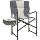 Outsunny Folding Directors Chair Aluminium Camping Chair with Cooler Bag Grey