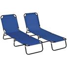 Outsunny Folding Sun Loungers Set of 2 with Adjustable Backrest Used