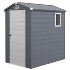 Outsunny 4 x 6ft Garden Shed Storage with Foundation Kit and Vents, Grey