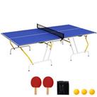 SPORTNOW 9FT Foldable Table Tennis Table with Cover, Net, Paddles, Balls - Blue