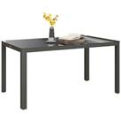 Outsunny Outdoor Dining Table for 6 with Glass Top, Aluminium Frame Used
