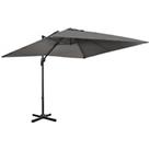 Outsunny 2.7 x 2.7 m Cantilever Parasol Garden Umbrella w/ Cross Base Dark Grey
