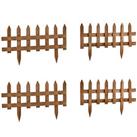 Outsunny Pack of 24 Wooden Plant Border Fence Garden Fixed Picket Fence Brown