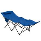 Outsunny Foldable Sun Lounger w/ Side Pocket, Oxford Headrest Sun Lounger, Used