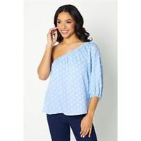 Be You Womens Spot One Shoulder Puff Sleeve Regular Fit T-Shirt - 24 Regular