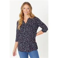 Be You Womens Collar Navy Ditsy Tunic Tunics - 8 Regular