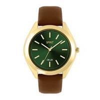 Spirit Gents Solar Brown Strap Green Dial Watch Analogue Quartz Watches