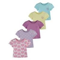 Hello World Girls Baby Girl Essential Pack Of 5 T-Shirt Regular Fit - 6-9 Months Regular