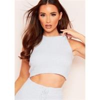 Missy Empire Womens Borg Racer Crop Top Short Sleeve High Neck - 12 Regular