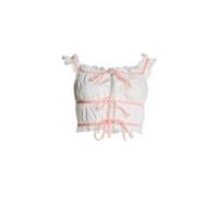 Collective The Label Womens White Lace Up Crop Top Short Sleeve Ski - 12 Regular