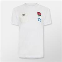 Umbro Mens England Rugby Presentation T-shirt 2024 Short Sleeve Collared Cotton - S Regular