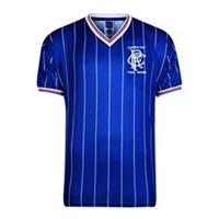 Score Draw Mens Rangers 84 Home Shirt Adults Licensed Retro Lightweight - S Regular