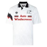 Score Draw Mens Derby County 1992 Retro Home Shirt Adults Short Sleeve Collared - S Regular