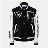 Off White Mens Wool Varsity Jacket Outerwear Long Sleeve Collared 2 Pockets - M Regular