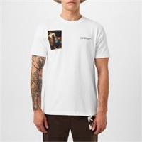 Off White Mens Caravaggio Lute Print T-shirt Short Sleeve Slim Fit Cotton - S Regular