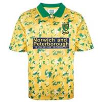 Score Draw Mens Norwich City Retro Home Shirt 1993 Adults Licensed Collared - S Regular