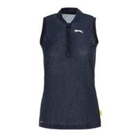 Slazenger Womens Zip Sleeveless Polo Shirt Top Short Sleeve Sports Training - 10 Regular