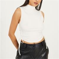 Brave Soul Womens Sleeveless High Neck Top With Drawstring Side Detail. - 8 Regular