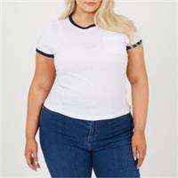 Brave Soul Womens Plus Size Short Sleeve T-Shirt With Contrast Neck And Rib - 16 Plus