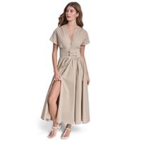 DKNY Womens Jeans Trousers Bottoms Pants Smocked Midi Dress W Buckle Maxi Cotton - 12 Regular