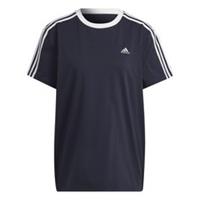 adidas Womens Essentials 3 Stripe T-Shirt Regular Fit Crew Neck Lightweight - XL (20-22) Regular