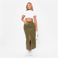 I Saw It First Womens High Waisted Split Hem Midi Skirt Skirts - 6 Regular