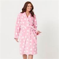 Be You Womens Collar Heart Pink Dressing Gown Fluffy Gowns - 20 Regular