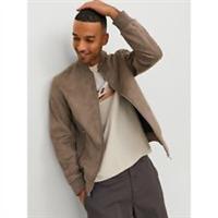 Jack & Jones Mens Faux Suede Bomber Jacket Outerwear - Midweight - S Regular