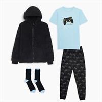 Studio Boys Gaming 4 Piece Lounge Set Black blue OTH Hoodie Hooded Top - 6-7 Yrs Regular