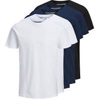 Jack & Jones Mens Basic 5 Pack T-Shirt Regular Fit - S Regular