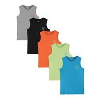 Studio Boys Older 5 Pack Essential Vest Top Longline T-Shirt - 12-13 Yrs Regular