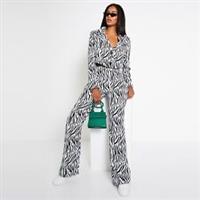 I Saw It First Womens Zebra Print Straight Leg Trouser Co Ord Tailored - 8 Regular