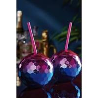 Studio Unisex Set Of 2 Disco Ball Staw Cups Novelty Gift Sets