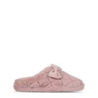 Linea Womens Faux Fur Bow Slippers Mules