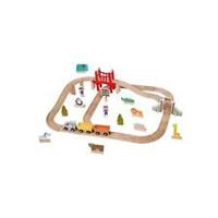 Toylife Unisex 60 Piece Wooden Train Set Toy Car